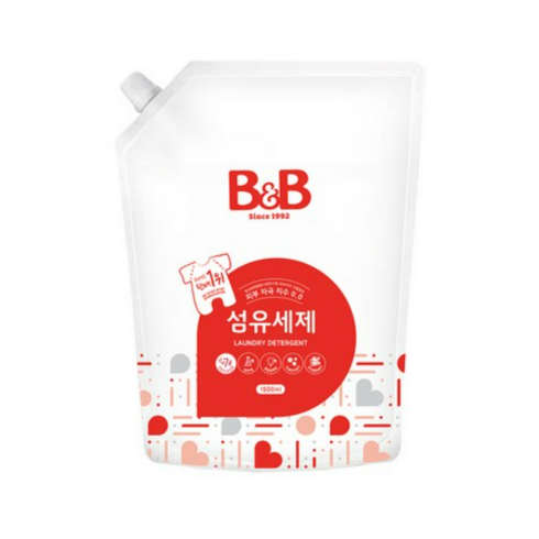 비앤비 섬유세제 리필, 1.5L, 12개