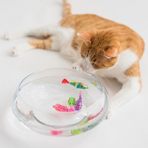 2023년 가성비 최고 고양이장난감 - 묘심 고양이 로봇 물고기 자동 장난감 캣물고기수족관 4마리, 색상랜덤