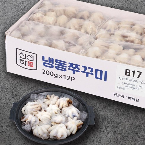 신선작 완전손질 쭈꾸미 (6미/8미/10미/15미) 2.4kg (냉동), 12개, 200g(10미)