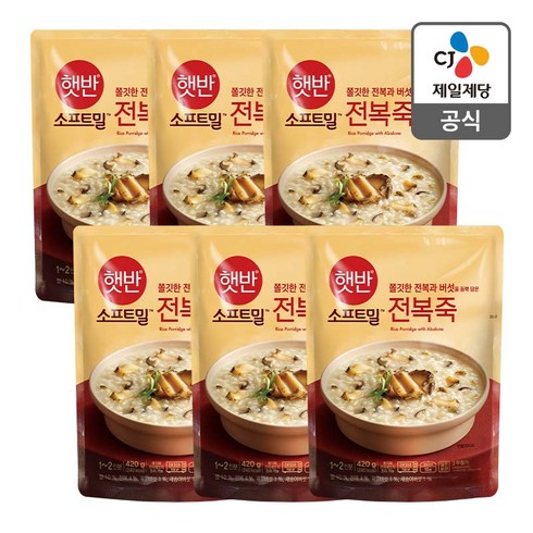 비비고 전복죽 파우치, 420g, 6개