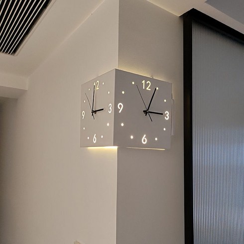 춘게엘 코너 듀얼 페이스 벽시계 거실 조용한 인기있는 코너 시계 Cjx1MU8, 화이트