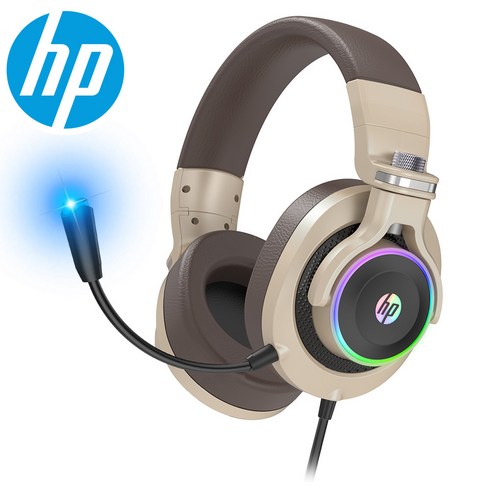 HP 7.1채널 스테레오 서라운드 사운드 USB LED 게이밍 헤드셋 H500GS, 골드