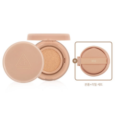 3ce쿠션면세점 - (3CE)글로우 쿠션 쓰리씨이(본품+리필) 15g(SPF50+), 002 SOFT NUDE(소프트 누드), 1개