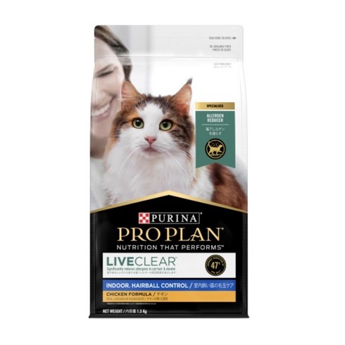 (프로플랜 정품) 리브클리어 인도어 헤어볼 고양이 사료1.5kg, 피부/피모, 1.5kg, 1개