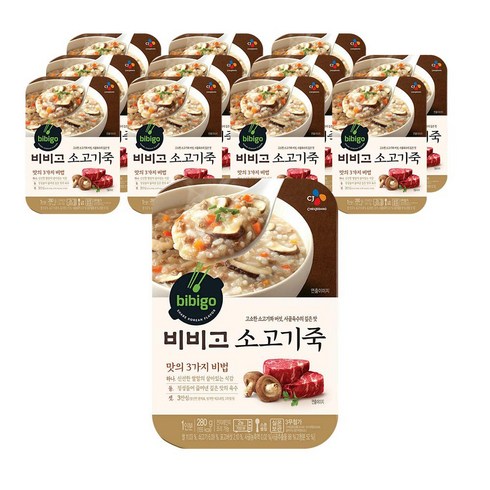 비비고 소고기 즉석죽, 280g, 12개