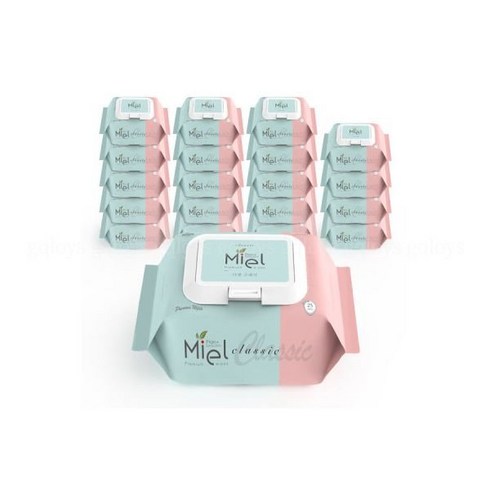 미엘물티슈 미엘 클래식 휴대용 25매 20팩 캡형 엠보싱 물티슈
