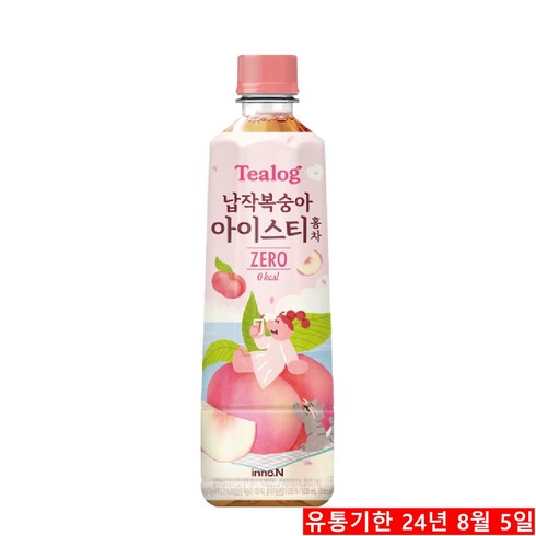 티로그 납작복숭아 아이스티 홍차 제로, 500ml, 24개