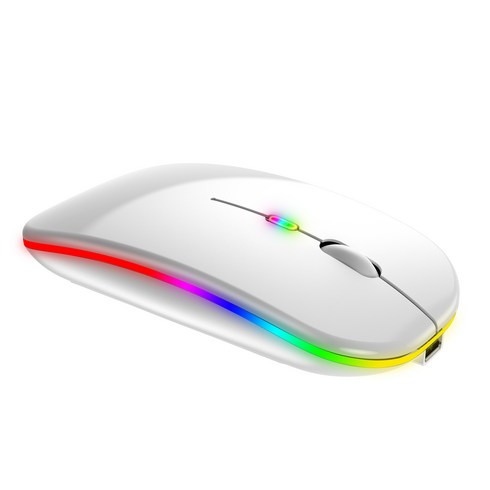 Link Dream RGB 발광 뉴 블루투스 무선 마우스 블루투스 5.2+ 무선 USB 2.4G/ 무음/ 호환 휴대폰/ 데스크톱/ 노트북/ 태블릿, 화이트