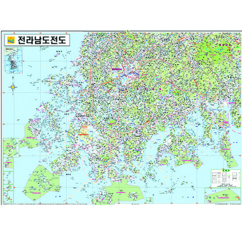 전라남도전도 소-중-대 코팅형-족자형-롤스크린형 택1 전남지도 전라남도지도, 210x150대형 코팅형