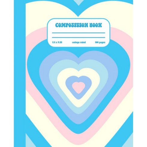 Composition Notebook Y2k Hearts Blue Aesthetic College Ruled Journal Cute for Teens Girls School Stu