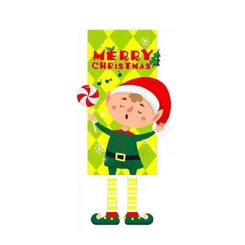 메리 크리스마스 크리 에이 티브 교수형 헝겊 산타 클로스 엘크 엘프 포스터 교수형 플래그 장면 레이아웃 크리스마스 펜던트 상점 창 유리 장식, 꼬마 요정, 115x40cm