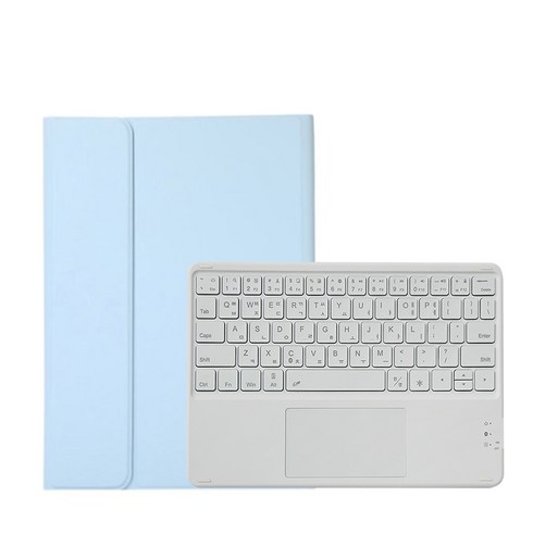 CSHINE 갤럭시탭 LED터치패드 블루투스키보드케이스, 스카이블루