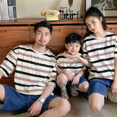 유리유니 여름 아동+성인 가족 패밀리룩 티셔츠 청바지 상하세트 스데셋팸