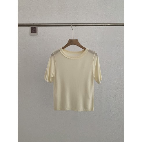 ANYOU 여성 베이직 라운드 반팔 니트