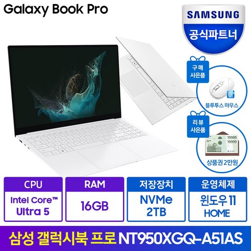 nt950xgq - 삼성전자 갤럭시북 프로 15.6인치 가벼운 대학생 사무용 업무용 가성비 인강용 포토샵 영상편집 캐드 주식 윈도우11정품 추천 노트북, NT950XGQ, 윈도우11 Home, 16GB, 2TB, 실버