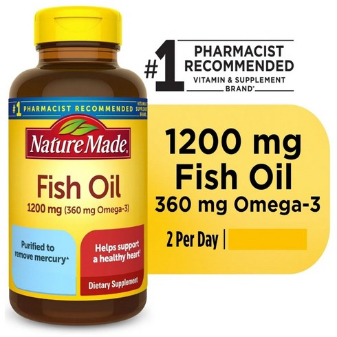 네이쳐 메이드 피쉬오일 1200mg (300소프트젤) Nature Made Fish Oil 1200 mg Omega-3 360mg 300 Softgels, 1개, 300정