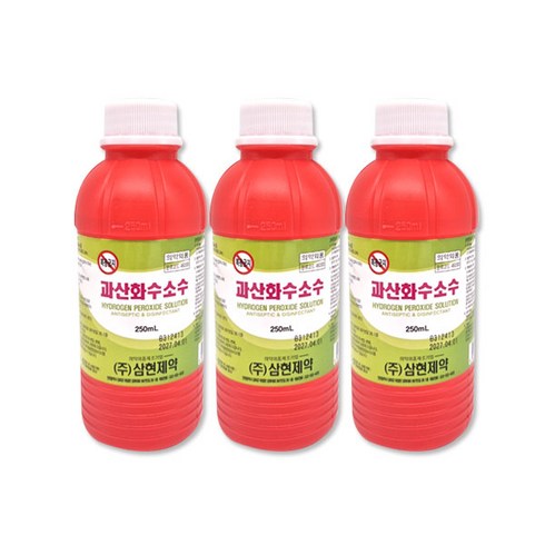 과산화수소 - 삼현 과산화수소수 35% 250mlx3개 소독제 상처소독 소독세척, 3개, 250ml