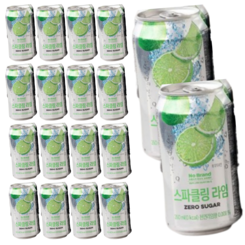 노브랜드 스파클링 라임 - 제로슈거 스파클링 라임 350ml x 18개 무설탕음료 제로칼로리 탄산수 Sparkling Lime