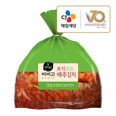 제일제당 [CJ] [국내산 100% 대용량] 비비고 베이직 포기배추김치 10Kg 외, 1개