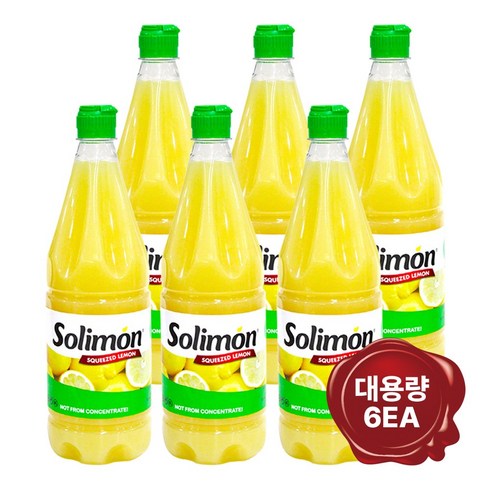 [솔리몬] 스페인 착즙 레몬 즙 990ml(1리터)X6개 감성 캠핑 음식 홈바 하이볼 쿠시카츠, 6개, 솔리몬 레몬즙 990ml X 6개, 990ml