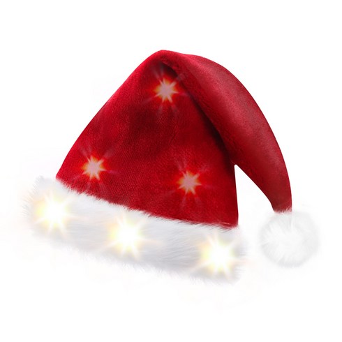 돌아라 크리스마스 모자 산타 파티 LED 모자, 1개, 33*45cm