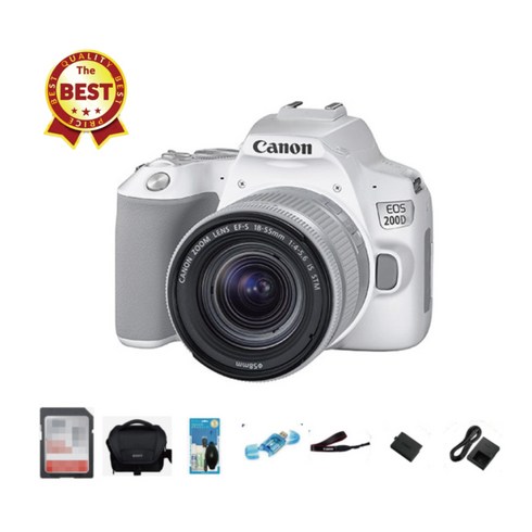 캐논 EOS 200D 화이트+18-55mm+64GB+가방+리더기+청소세트 입문자용 DSLR 카메라 풀패키지 사진수업용