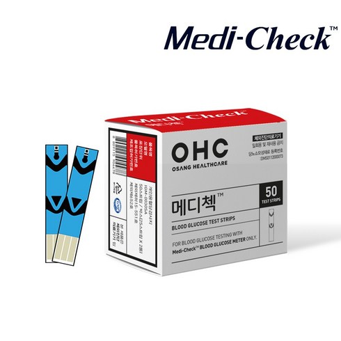 메디첵 - 오상헬스케어 메디첵 개인용 혈당 측정 검사지, 50개입, 1개