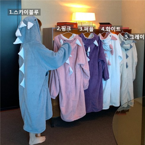 (봉봉샵)(국내배송)5컬러] 죠스 상어 루즈핏 극세사 수면 가운 원피스 잠옷