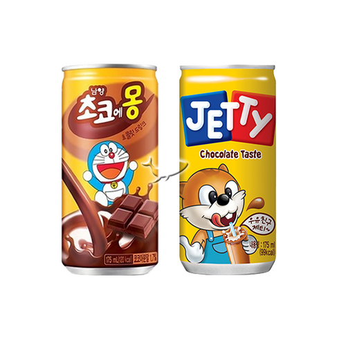 뽀로로초코우유 - 초콜릿드링크 175ml 2종 초코에몽 10캔+제티 10캔 총20캔, 1세트