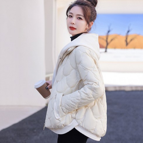 여성 후드 누빔 경량 숏 패딩 자켓 데일리 웰론 패딩 점퍼 겨울 아우터 루즈핏