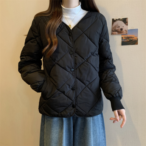 데이룩스 여성 퀼팅자켓 오버핏 깔깔이 누빔 패딩 점퍼