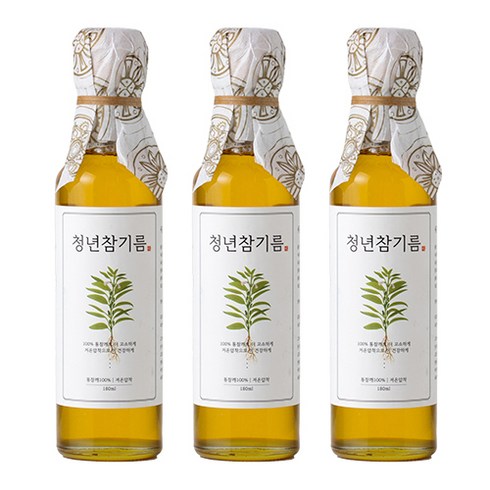 저온압착 청년 참기름, 180ml, 3개