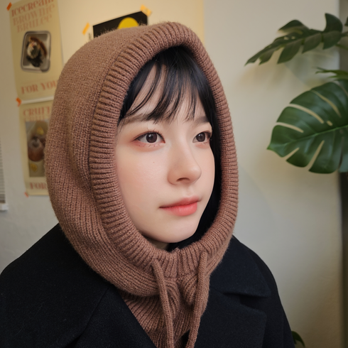 히에르샹뜨 얼굴이 작아보이는 부드러운 울 니트 바라클라바 4 color