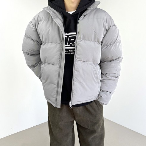 2023년 가성비 최고 20대 남성 패딩 - 남성 겨울 오버핏 숏패딩 하이넥 투웨이 웰론 패딩 점퍼