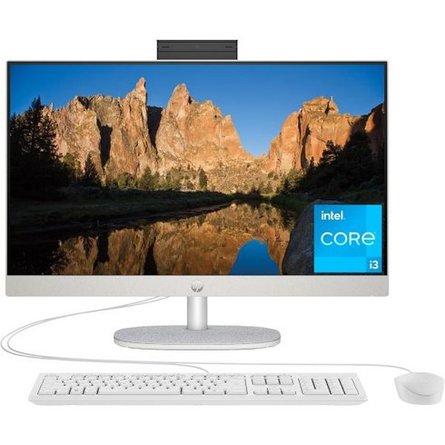 올인원컴퓨터 데스크탑 사무용 일체형PC HP 23.8인치 올인원 데스크톱 PC FHD 디스플레이 Intel Core i3N300 8GB RAM 512GB SSD UHD 그래픽스 W, i3-N300