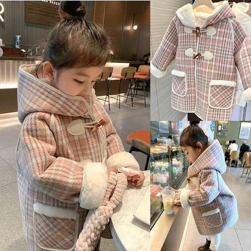 2023년 가성비 최고 여아코트 - 까꿍맘 겨울신상 /M03.핑크체크코트