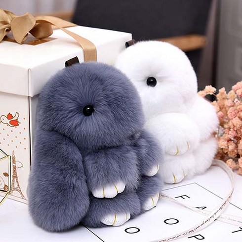 인형키링 열쇠고리 토끼인형, 베이지 10cm, 1개