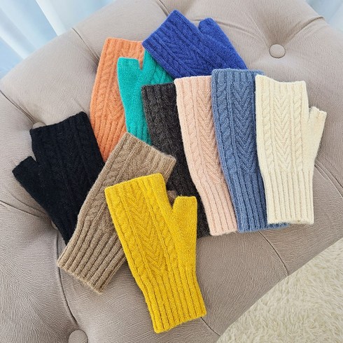 피엔에스갤러리 헤링본 니트 핸드워머 반장갑 HW001