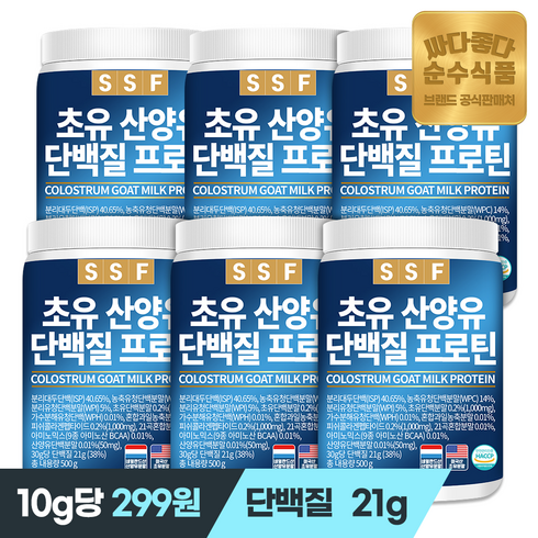 순수식품 초유 콜라겐 단백질 프로틴 쉐이크 6통(3000g) 파우더 분말 가루 보충제, 500g, 6개