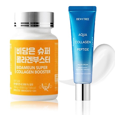 JEEARA 비담은슈퍼콜라겐부스터+콜라겐크림 ARA BIDAMEUM SUPER COLLAGEN+COLLAGEN CREAM, ara비담은슈퍼콜라겐부스터x60정, 2개