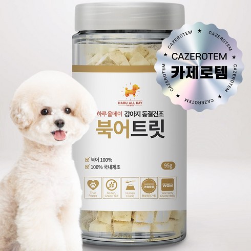 강아지 동결건조 간식 하루올데이 동결건조 북어 트릿 100% 국내 제조, 1통, 95g