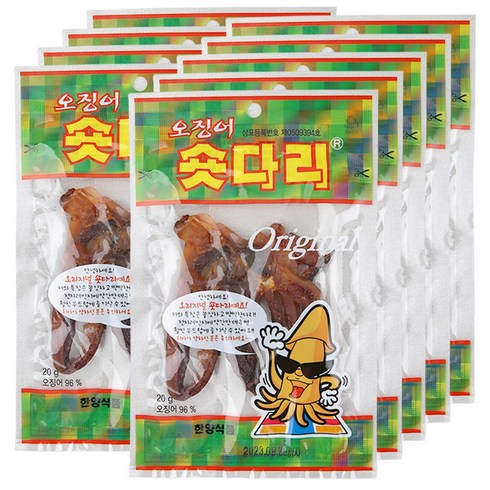 한양식품 숏다리 조미 오징어 다리 간식 맥주 안주 주전부리, 20g, 9개