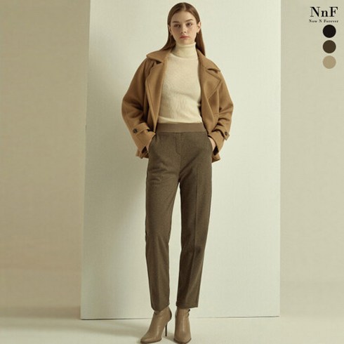 홈쇼핑 의류 NNF 22FW 여성 기모 헤링본 밴딩 팬츠 3종 SET