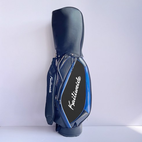 골프백 캐디백 남녀 공용 PU 방수 가벼운 캐디백 표준형 캐디차량용 모자 포함, 블랙