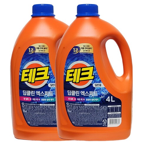 테크 딥클린 엑스퍼트 세탁세제 일반, 4L, 2개