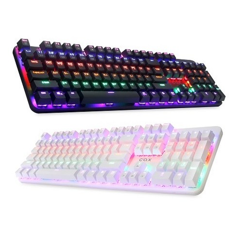 COX CK420 교체축 레인보우 RGB 게이밍 기계식 키보드, 블랙, 적축