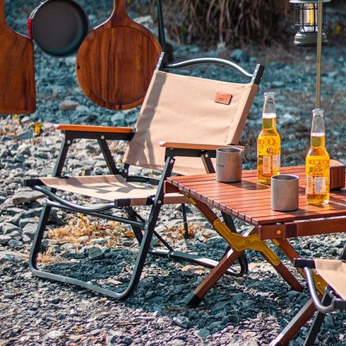 부산호텔캠핑카 - 캠핑용 낚시용 가정용 안락의자 Shanfei sunnyfeel 야외 접이식 의자 휴대용, 테이블 1개와 의자 4개 중형 너도밤나무 에그롤, 1개