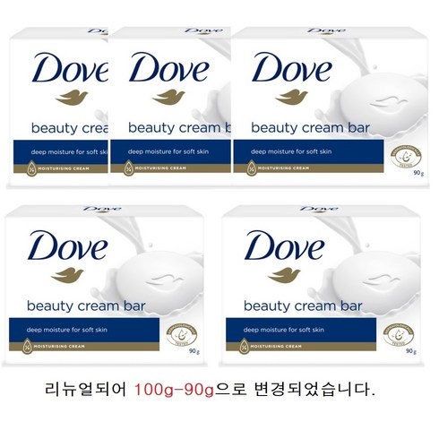 도브 뷰티바 화이트 비누, 100g, 5개