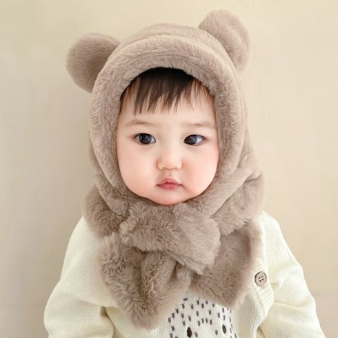 아기 바라클라바 유아 겨울 방한 모자 털 곰돌이
