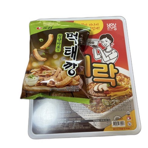 세트판매 농심 먹태깡 청양마요 맛 60g 먹태 안주 혼술 맥주 간식 캠핑 주전부리 편의점 1개+점보도시락1개+(서비스키링), 스낵